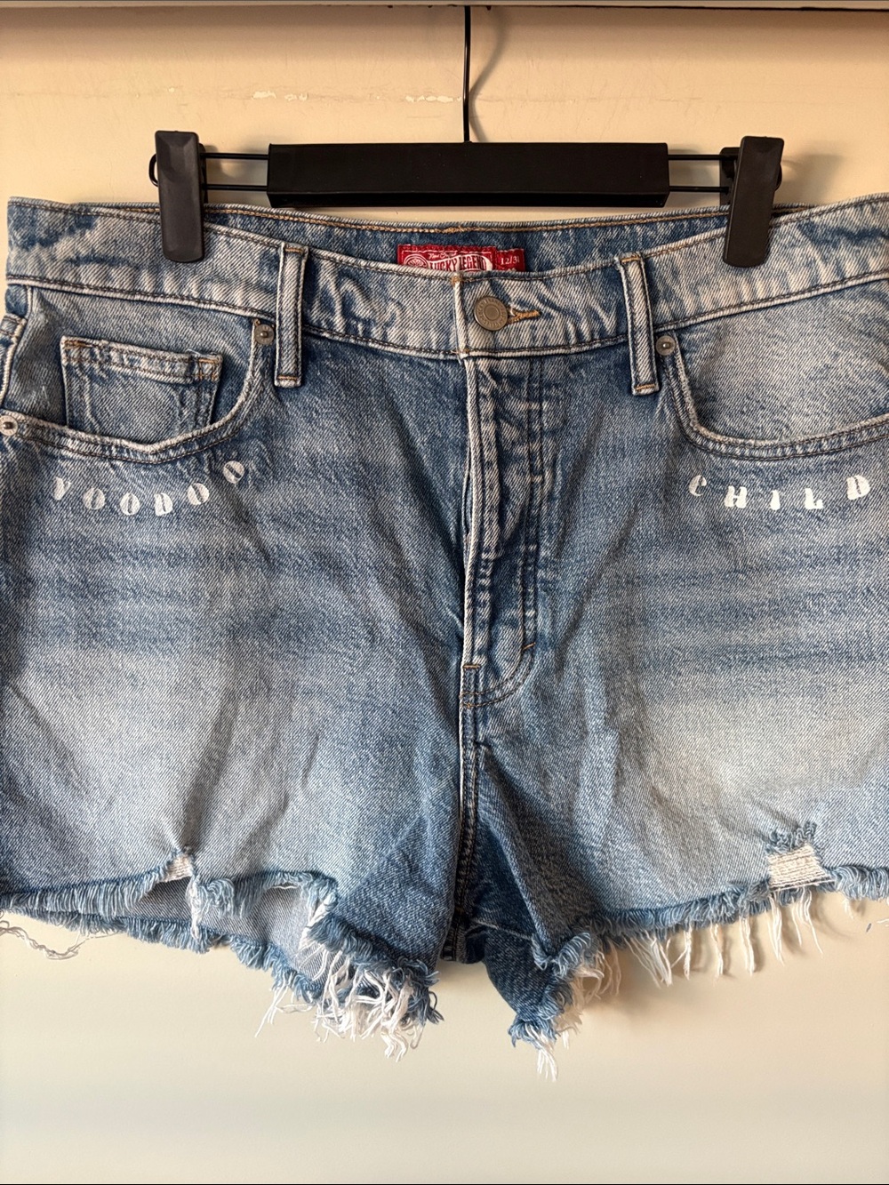 Limited edition Jimi Hendrix Voodoo Child Light Distressed Denim Cutoff Short